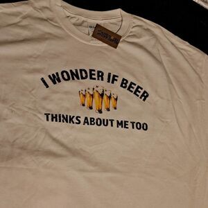 SALE! NWT-STOCKING STUFFERS-Cotton - I Wonder If Beer Thinks About Me Too 2XL